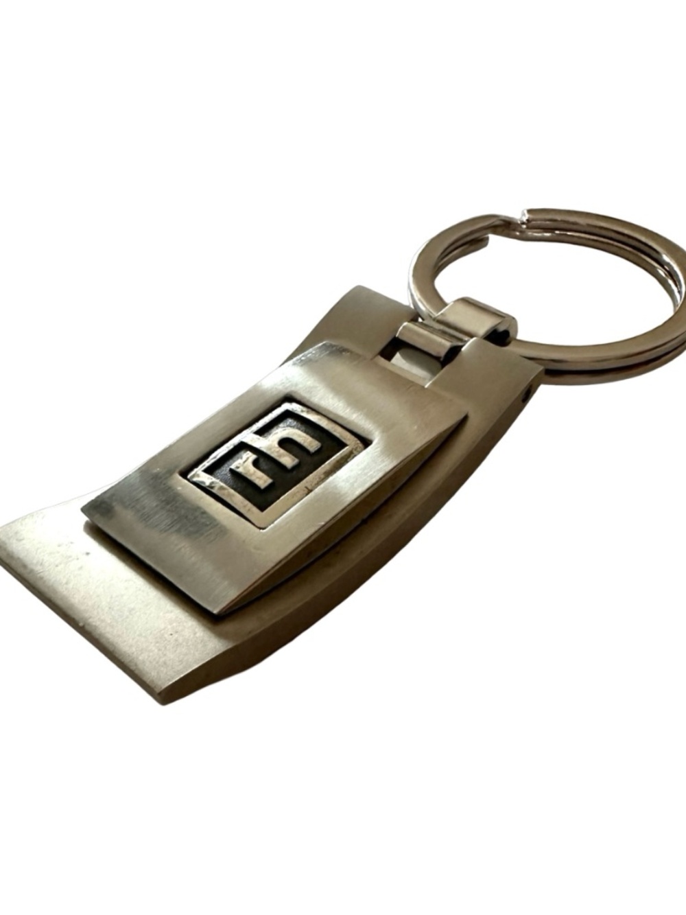 RESTORATION HARDWARE Silver-tone Metal Keychain 3.5” Embossed RH Monogram - Picture 3 of 4